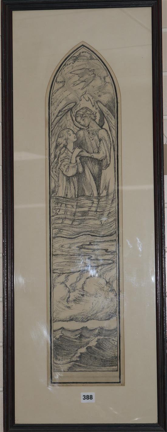 Lois B. Davis (1860-1941) Cartoon for a stained glass window in Dunblane Cathedral c.1917 30 x 6.5in.